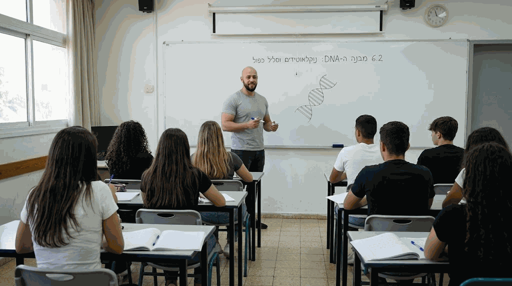 שיעור ביולוגיה — לוח ה-DNA בכיתה